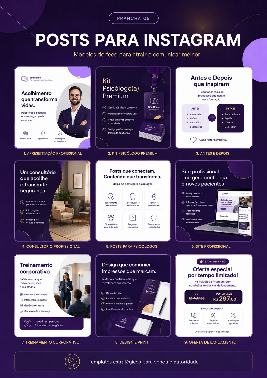 Modelos de posts para Instagram WorkMind Studio