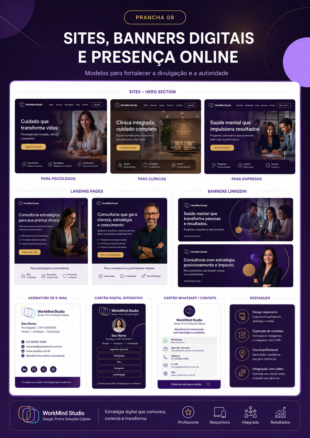Modelos de sites e presença online WorkMind Studio